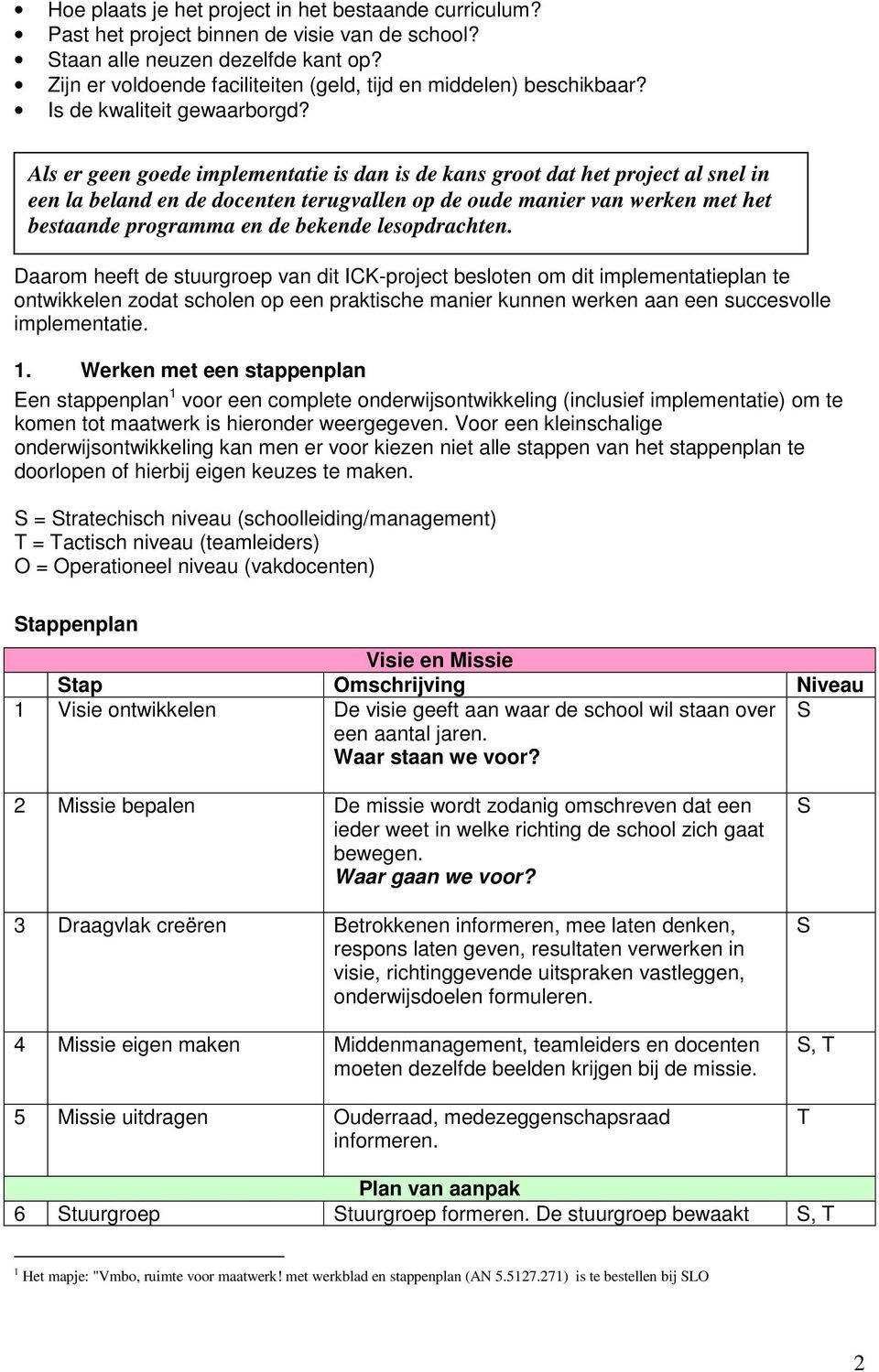 Als er geen goede implementatie is dan is de kans groot dat het project al snel in een la beland en de docenten terugvallen op de oude manier van werken met het bestaande programma en de bekende