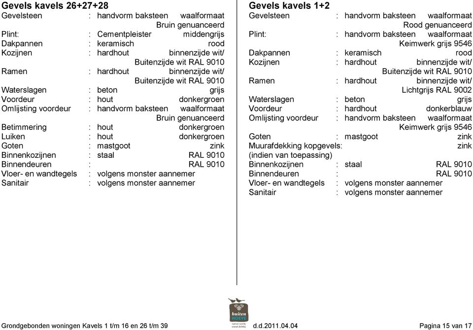 baksteen waalformaat Keimwerk grijs 9546 Lichtgrijs RAL 9002 Voordeur : hardhout donkerblauw Keimwerk grijs 9546 Muurafdekking