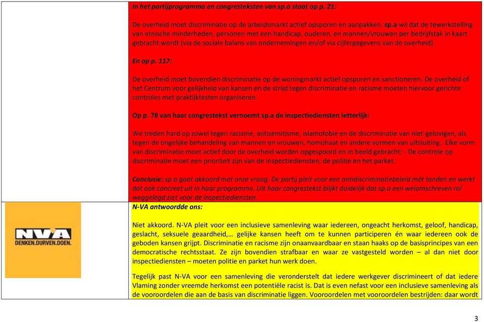 a wil dat de tewerkstelling van etnische minderheden, personen met een handicap, ouderen, en mannen/vrouwen per bedrijfstak in kaart gebracht wordt (via de sociale balans van ondernemingen en/of via