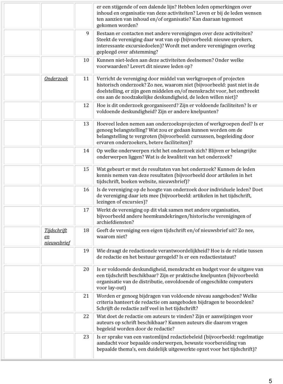 Steekt de vereniging daar wat van op (bijvoorbeeld: nieuwe sprekers, interessante excursiedoelen)? Wordt met andere verenigingen overleg gepleegd over afstemming?