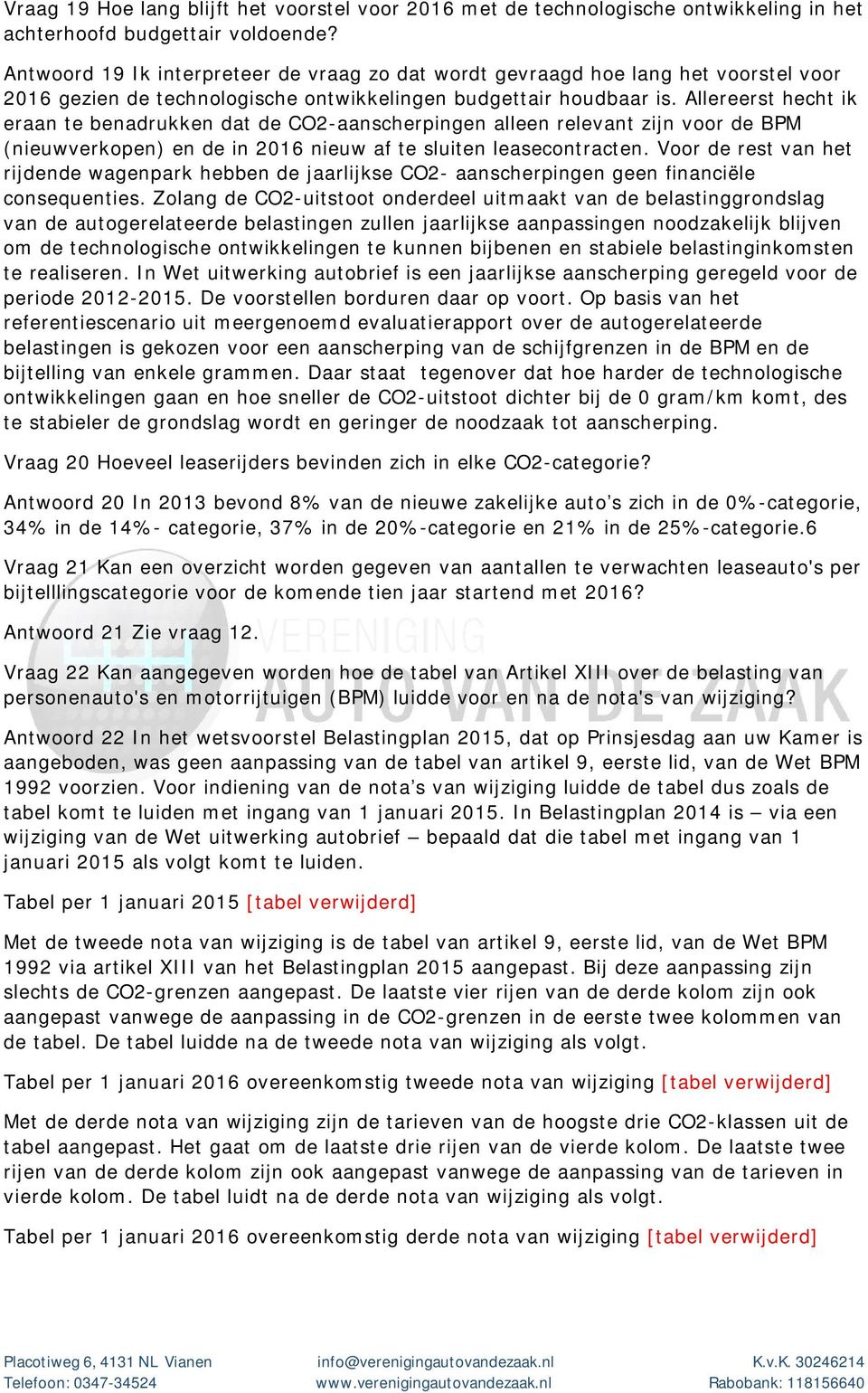 Allereerst hecht ik eraan te benadrukken dat de CO2-aanscherpingen alleen relevant zijn voor de BPM (nieuwverkopen) en de in 2016 nieuw af te sluiten leasecontracten.