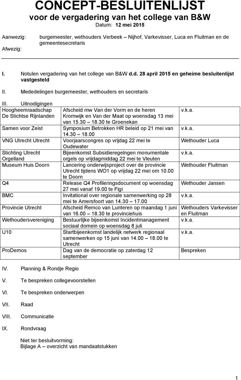 Uitnodigingen Hoogheemraadschap De Stichtse Rijnlanden Samen voor Zeist VNG Utrecht Utrecht Stichting Utrecht Orgelland Museum Huis Doorn Q4 Afscheid mw Van der Vorm en de heren Kromwijk en Van der