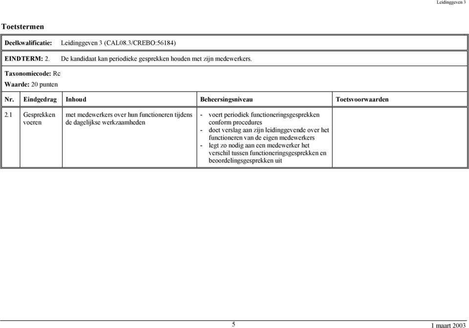 functioneringsgesprekken conform procedures - doet verslag aan zijn leidinggevende over het functioneren van de