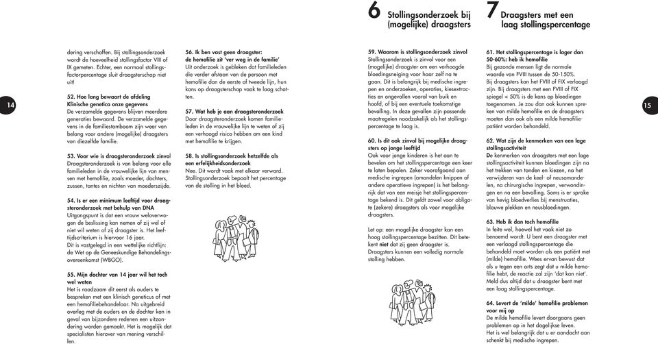 Ik ben vast geen draagster: de hemofilie zit ver weg in de familie Uit onderzoek is gebleken dat familieleden die verder afstaan van de persoon met hemofilie dan de eerste of tweede lijn, hun kans op