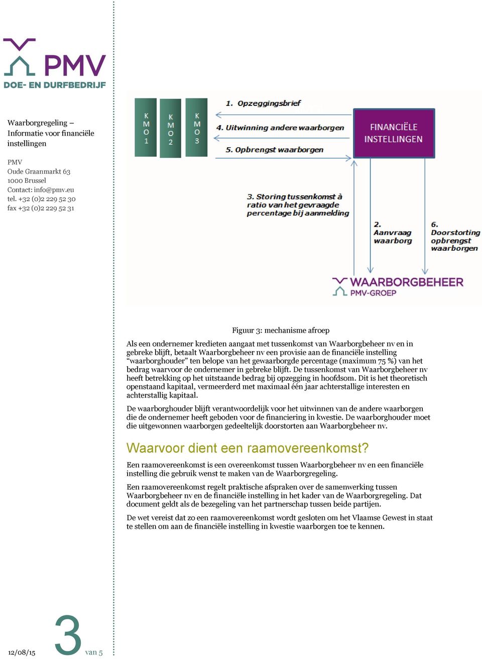 De tussenkomst van Waarborgbeheer nv heeft betrekking op het uitstaande bedrag bij opzegging in hoofdsom.