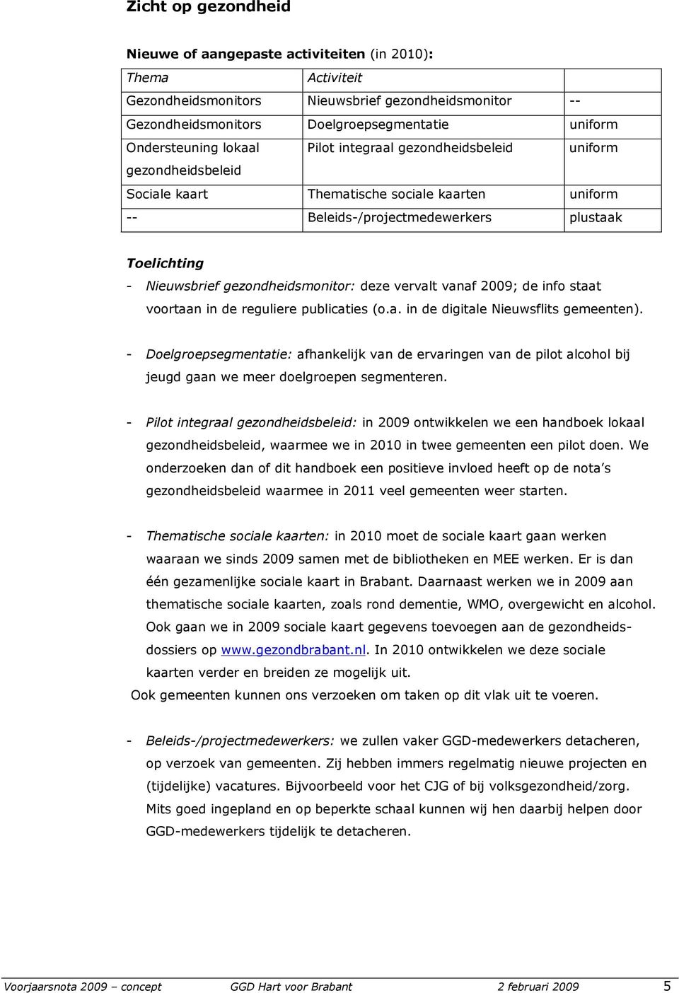 gezondheidsmonitor: deze vervalt vanaf 2009; de info staat voortaan in de reguliere publicaties (o.a. in de digitale Nieuwsflits gemeenten).