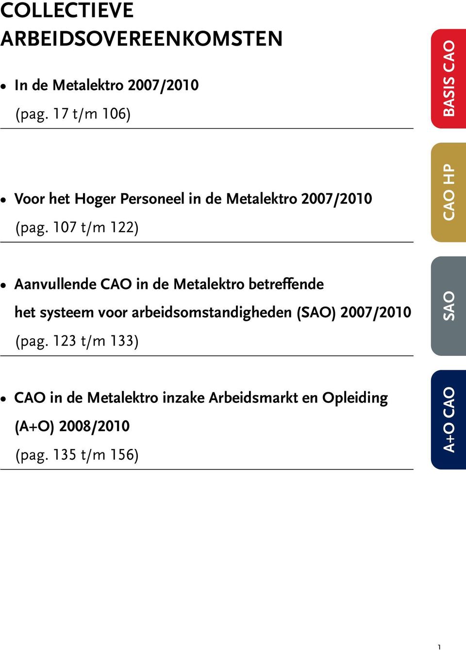 107 t/m 122) CAO HP Aanvullende CAO in de Metalektro betreffende het systeem voor