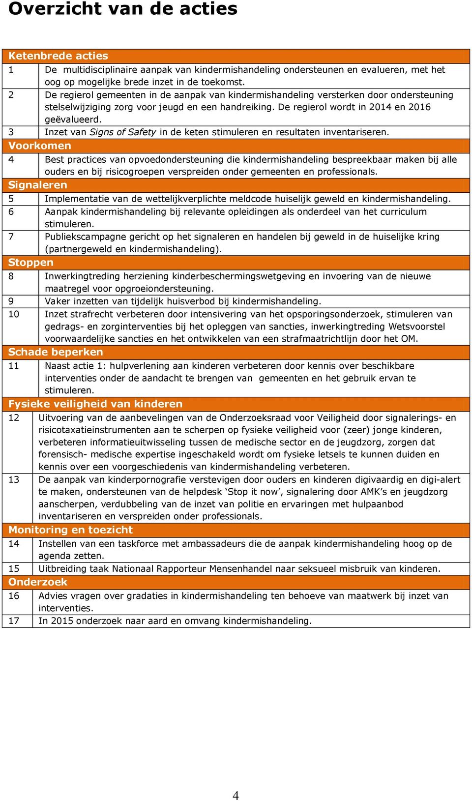 3 Inzet van Signs of Safety in de keten stimuleren en resultaten inventariseren.