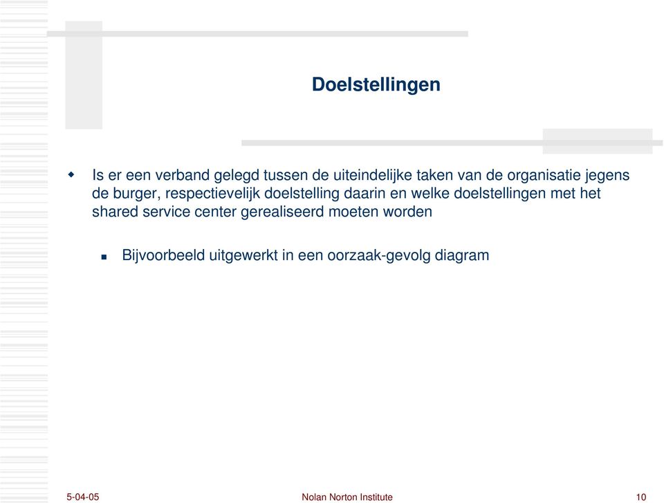 doelstellingen met het shared service center gerealiseerd moeten worden