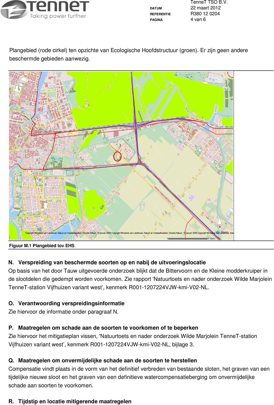 gedempt worden voorkomen. Zie rapport 'Natuurtoets en nader onderzoek Wilde Marjolein TenneT-station Vijfhuizen variant west, kenmerk R001-1207224VJW-kmi-V02-NL. O.