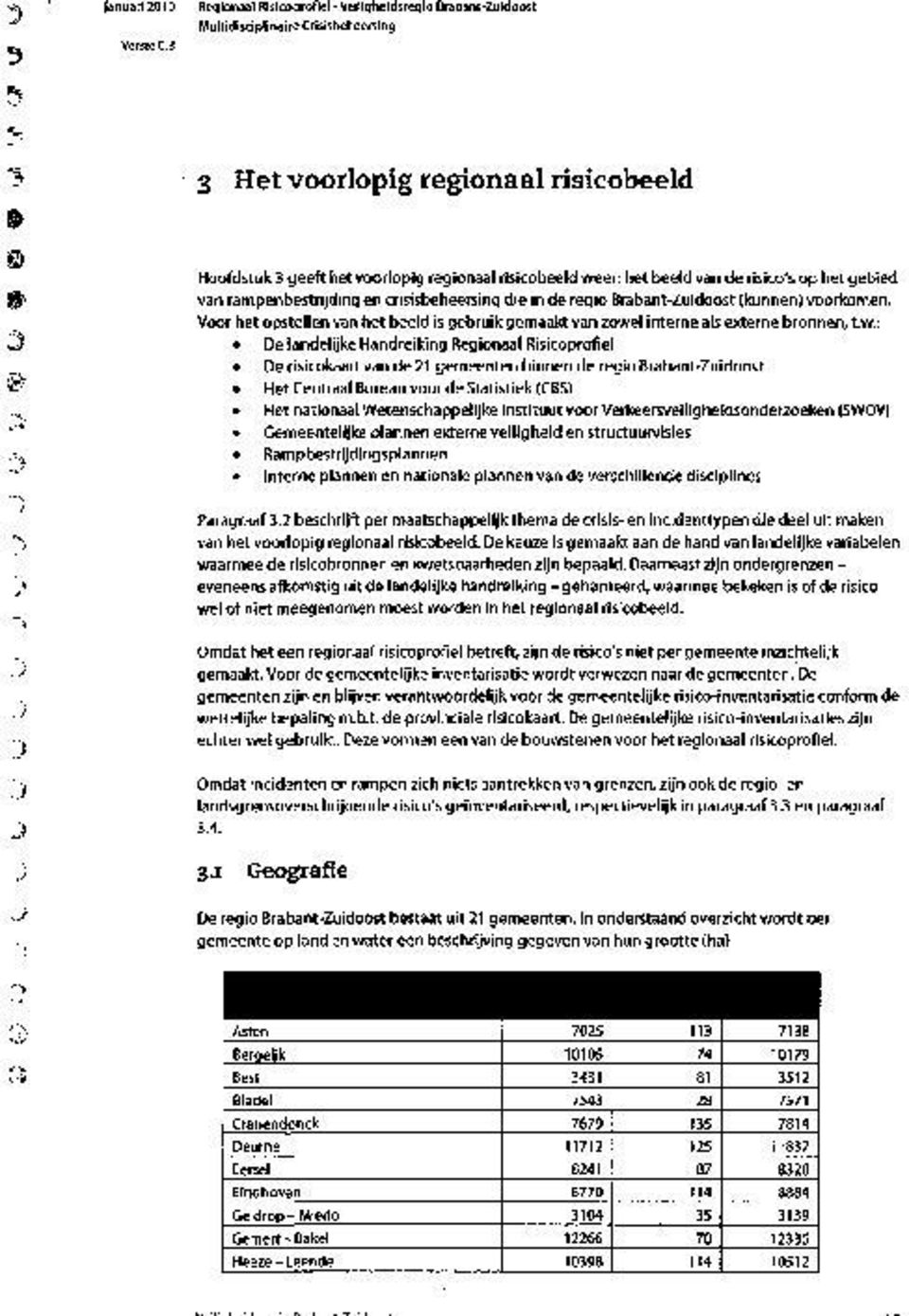 zowel interne als externe bronnen, t,w,; De landelijke Handreiking Regionaal Risicoprofiel De risicokaart van de 21 gemeenten binnen de regio Brabant-Zuidoost Het Centraal Bureau voor de Statistiek