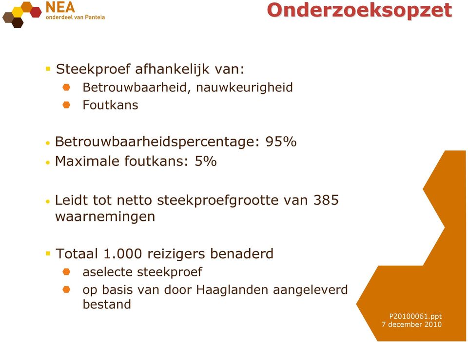 foutkans: 5% Leidt tot netto steekproefgrootte van 385 waarnemingen