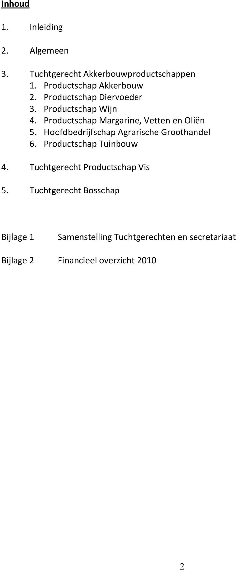 Hoofdbedrijfschap Agrarische Groothandel 6. Productschap Tuinbouw 4. Tuchtgerecht Productschap Vis 5.