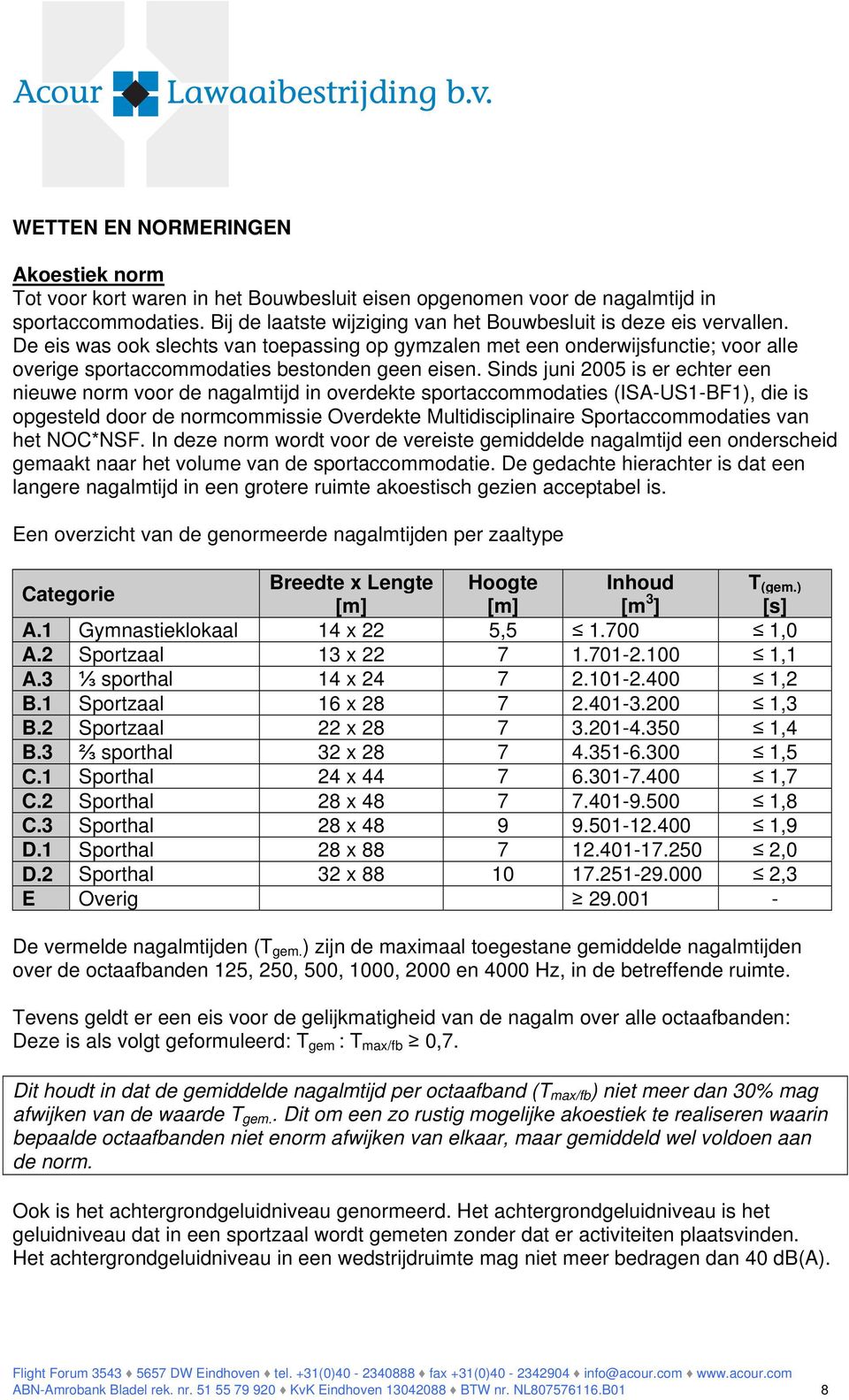 De eis was ook slechts van toepassing op gymzalen met een onderwijsfunctie; voor alle overige sportaccommodaties bestonden geen eisen.