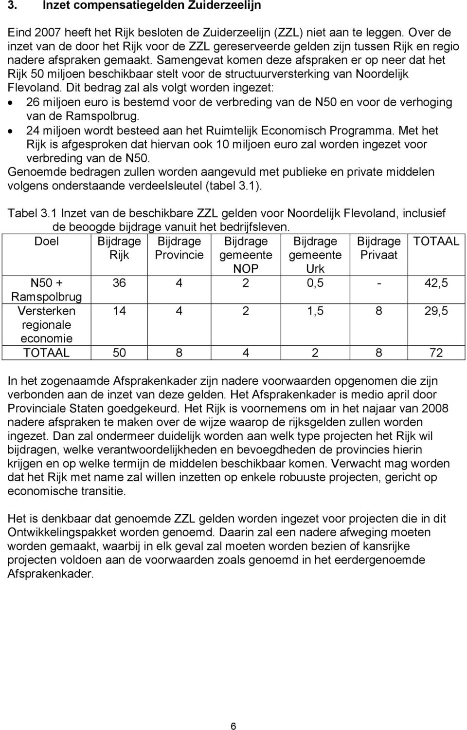 Samengevat komen deze afspraken er op neer dat het Rijk 50 miljoen beschikbaar stelt voor de structuurversterking van Noordelijk Flevoland.