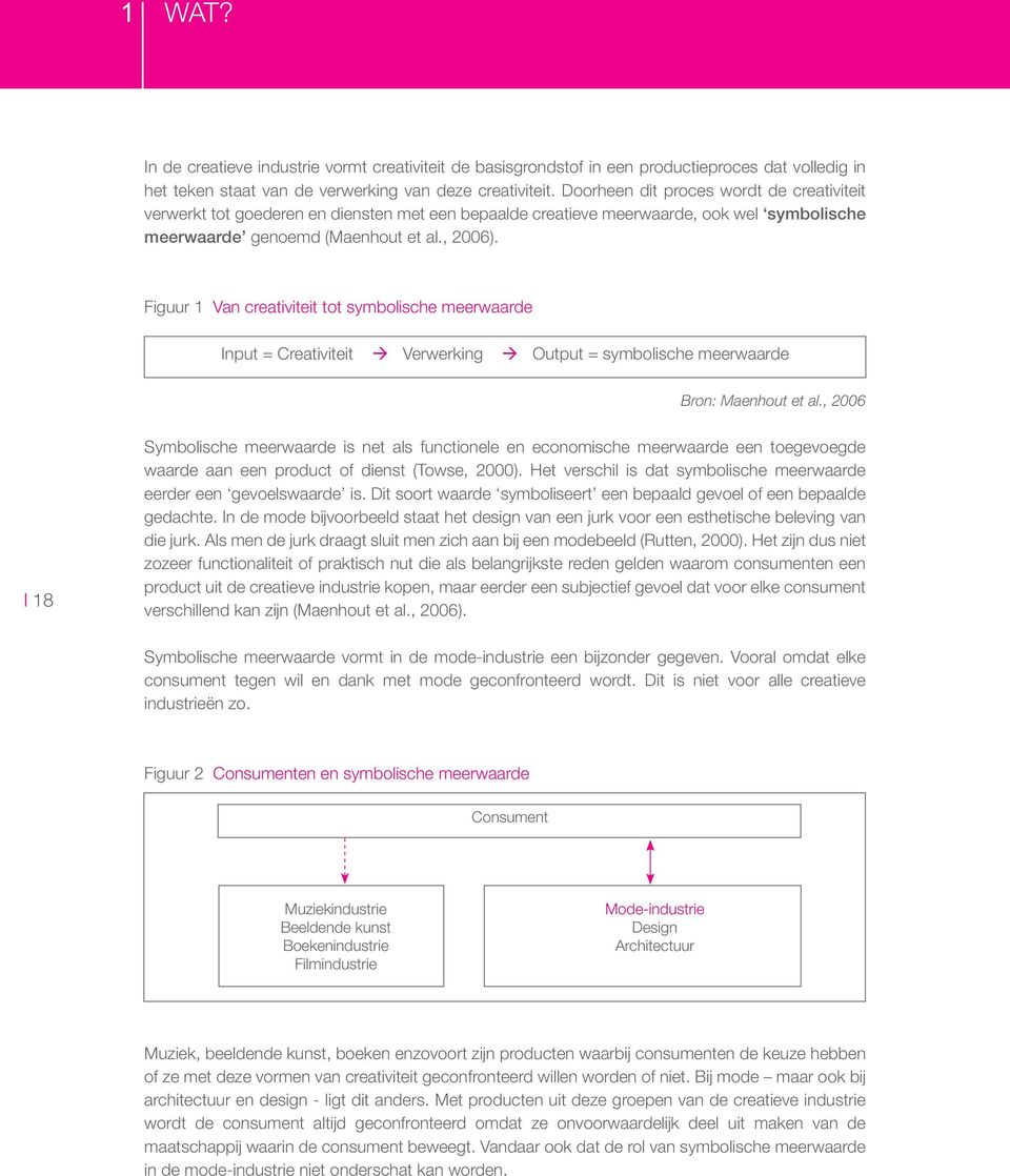 Figuur 1 Van creativiteit tot symbolische meerwaarde Input = Creativiteit Verwerking Output = symbolische meerwaarde Bron: Maenhout et al.