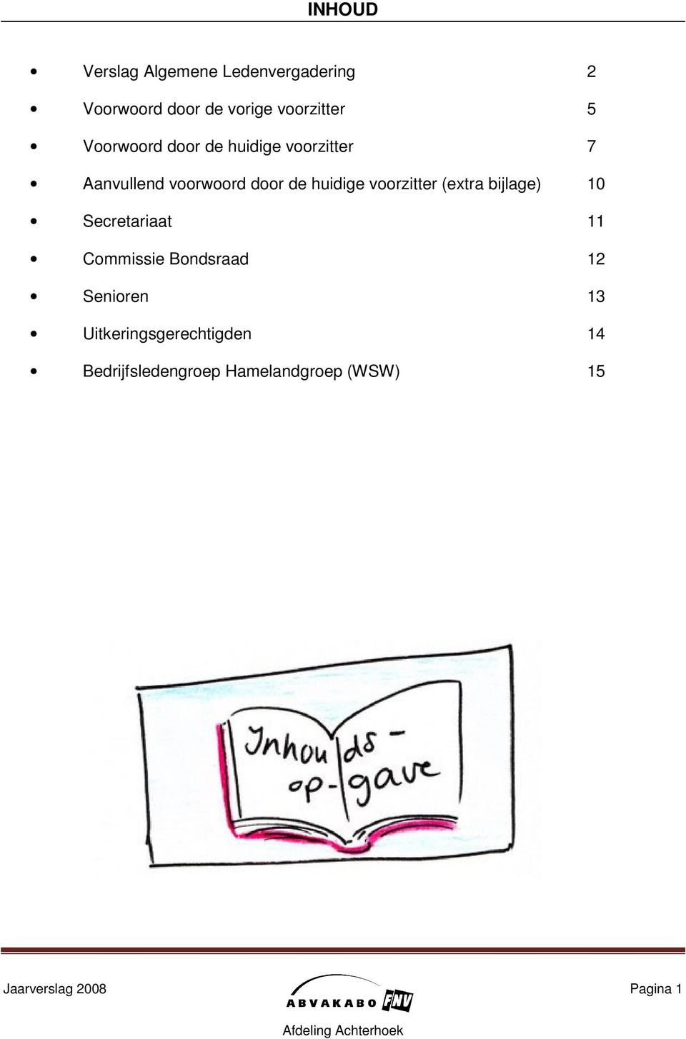 voorzitter (extra bijlage) 10 Secretariaat 11 Commissie Bondsraad 12 Senioren 13