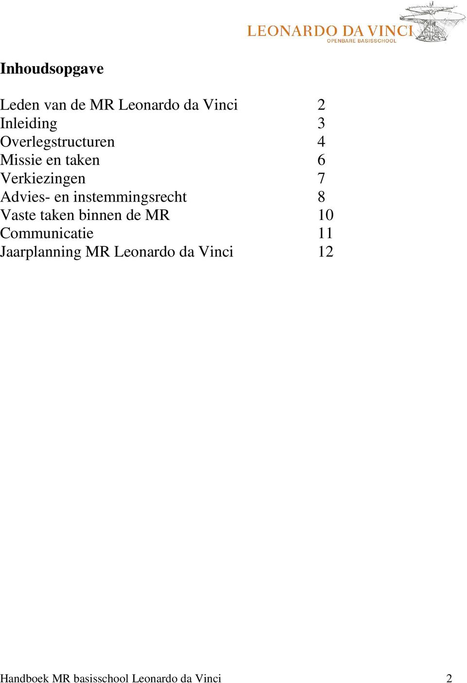 instemmingsrecht 8 Vaste taken binnen de MR 10 Communicatie 11