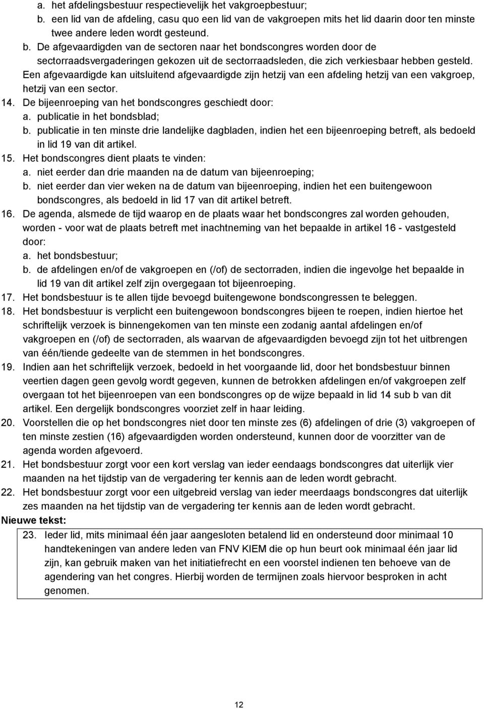 De afgevaardigden van de sectoren naar het bondscongres worden door de sectorraadsvergaderingen gekozen uit de sectorraadsleden, die zich verkiesbaar hebben gesteld.