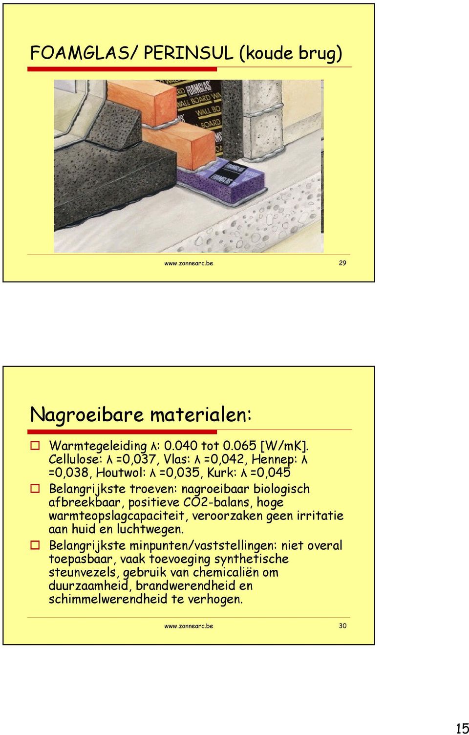 afbreekbaar, positieve CO2-balans, hoge warmteopslagcapaciteit, veroorzaken geen irritatie aan huid en luchtwegen.