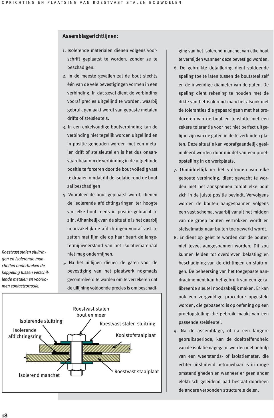 Isolerende materialen dienen volgens voorschrift geplaatst te worden, zonder ze te beschadigen. 2. In de meeste gevallen zal de bout slechts één van de vele bevestigingen vormen in een verbinding.