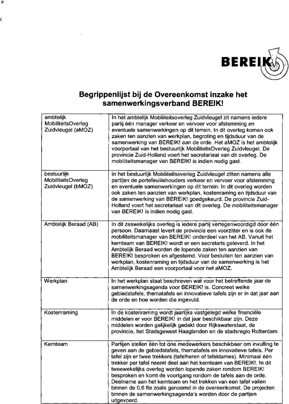 zit namens iedere partij een manager verkeer en vervoer voor afstemming en eventuele samenwerkingen op ditterrein.