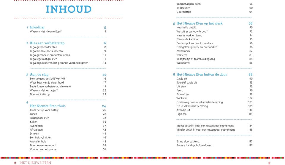 Boodschappen doen 58 Barbecueën 60 Gourmetten 64 Het Nieuwe Eten op het werk 68 Het snelle ontbijt 70 Wat zit er op jouw brood?