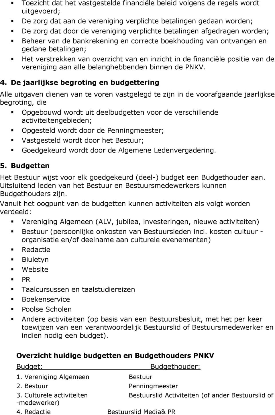 vereniging aan alle belanghebbenden binnen de PNKV. 4.