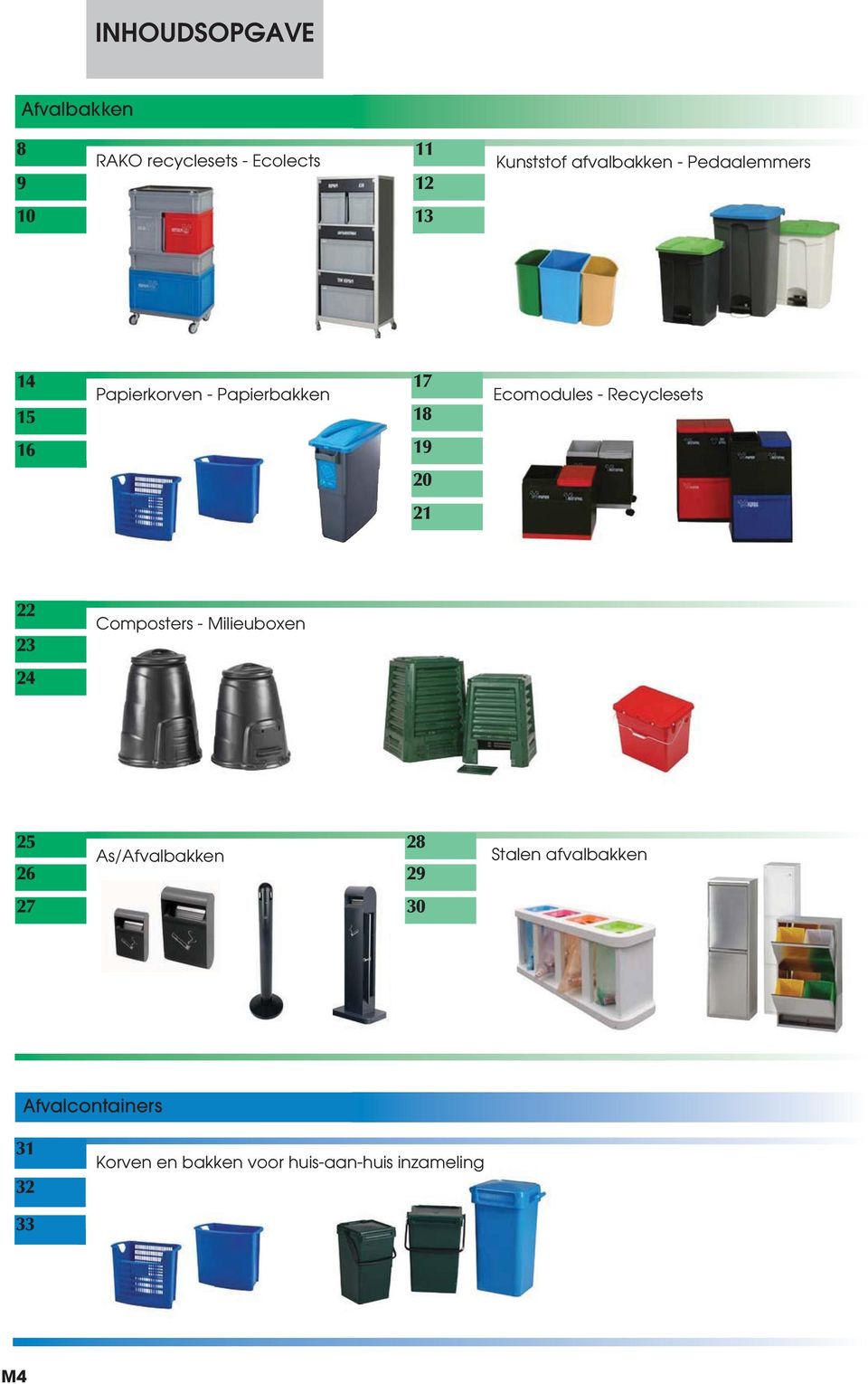 Recyclesets 16 19 20 21 22 23 Composters - Milieuboxen 24 25 26 As/Afvalbakken 28 29