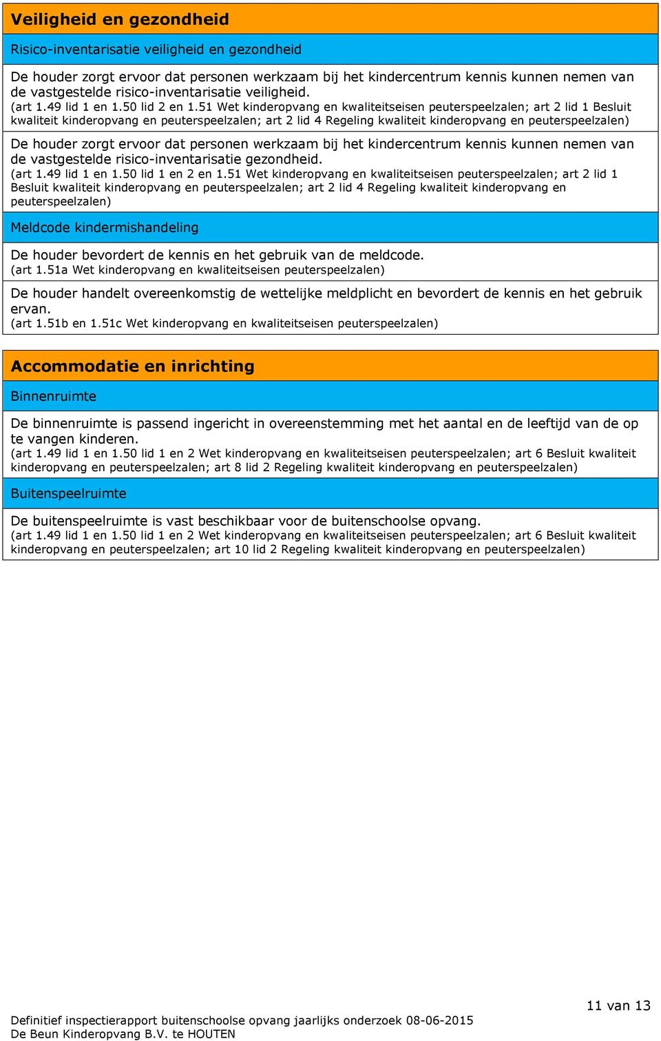51 Wet kinderopvang en kwaliteitseisen peuterspeelzalen; art 2 lid 1 Besluit kwaliteit kinderopvang en peuterspeelzalen; art 2 lid 4 Regeling kwaliteit kinderopvang en peuterspeelzalen) De houder