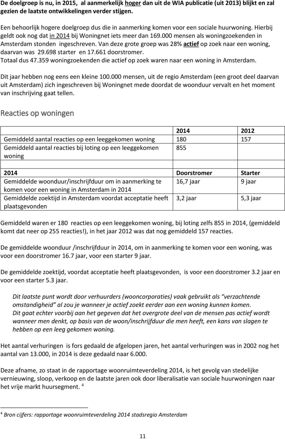 000 mensen als woningzoekenden in Amsterdam stonden ingeschreven. Van deze grote groep was 28% actief op zoek naar een woning, daarvan was 29.698 starter en 17.661 doorstromer. Totaal dus 47.