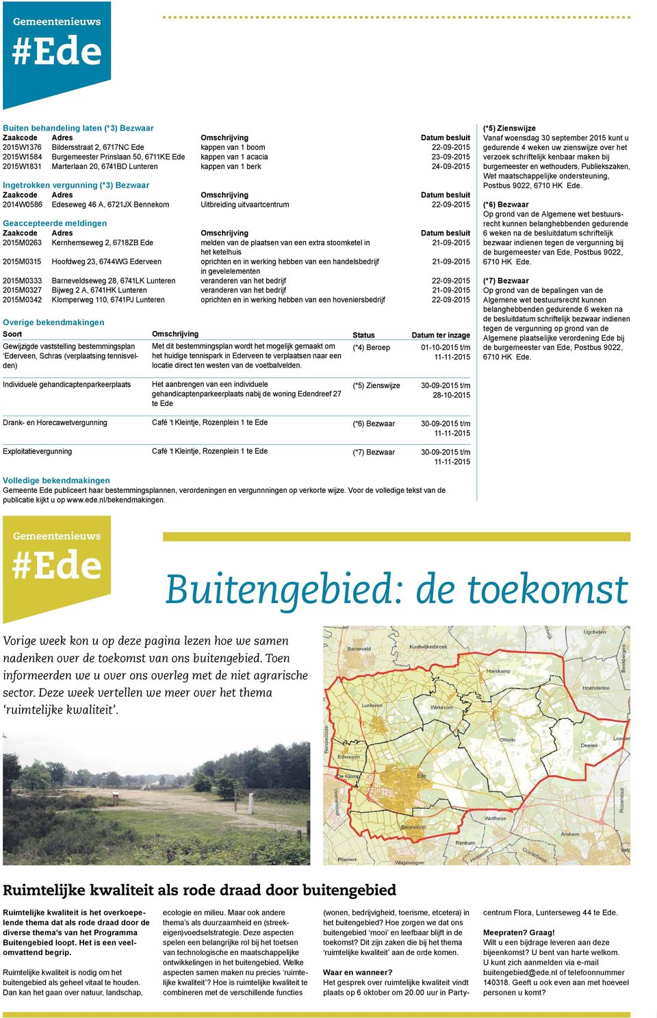 2015M0263 Kernhemseweg 2, 6718ZB Ede melden van de plaatsen van een extra stoomketel in 21-09-2015 het ketelhuis 2015M0315 Hoofdweg 23, 6744WG Ederveen oprichten en in werking hebben van een