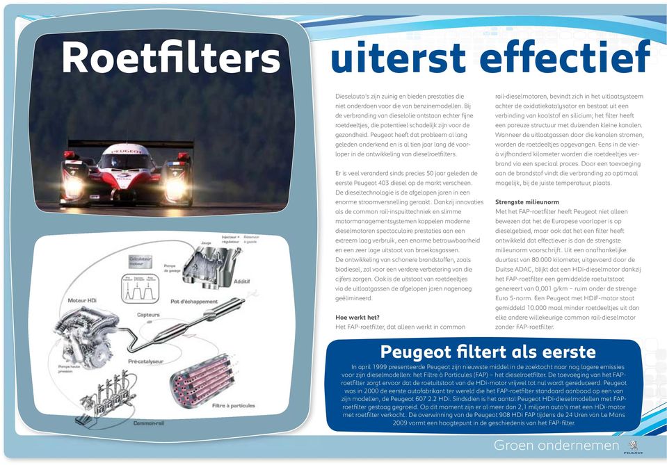 Peugeot heeft dat probleem al lang geleden onderkend en is al tien jaar lang dé voorloper in de ontwikkeling van dieselroetfilters.