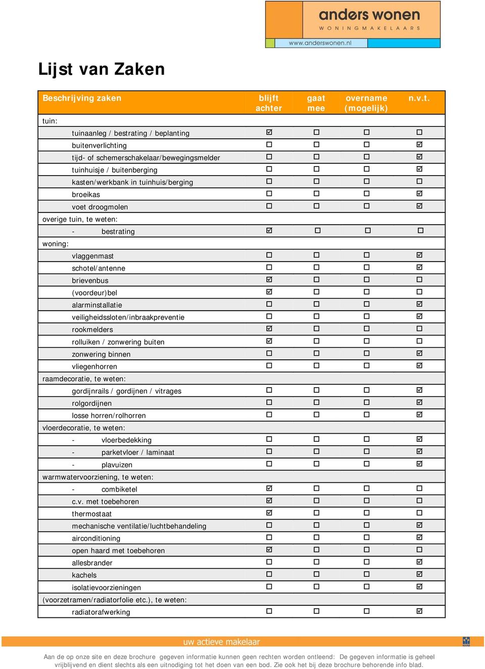 veiligheidssloten/inbraakpreventie rookmelders rolluiken / zonwering buiten zonwering binnen vliegenhorren raamdecoratie, te weten: gordijnrails / gordijnen / vitrages rolgordijnen losse