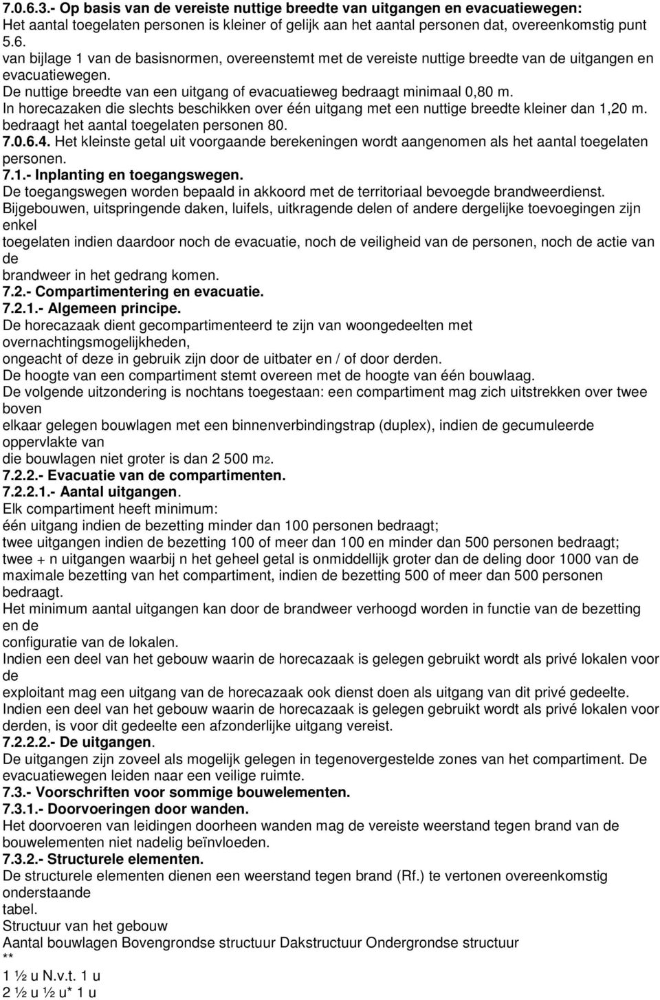 bedraagt het aantal toegelaten personen 80. 7.0.6.4. Het kleinste getal uit voorgaan berekeningen wordt aangenomen als het aantal toegelaten personen. 7.1.- Inplanting en toegangswegen.