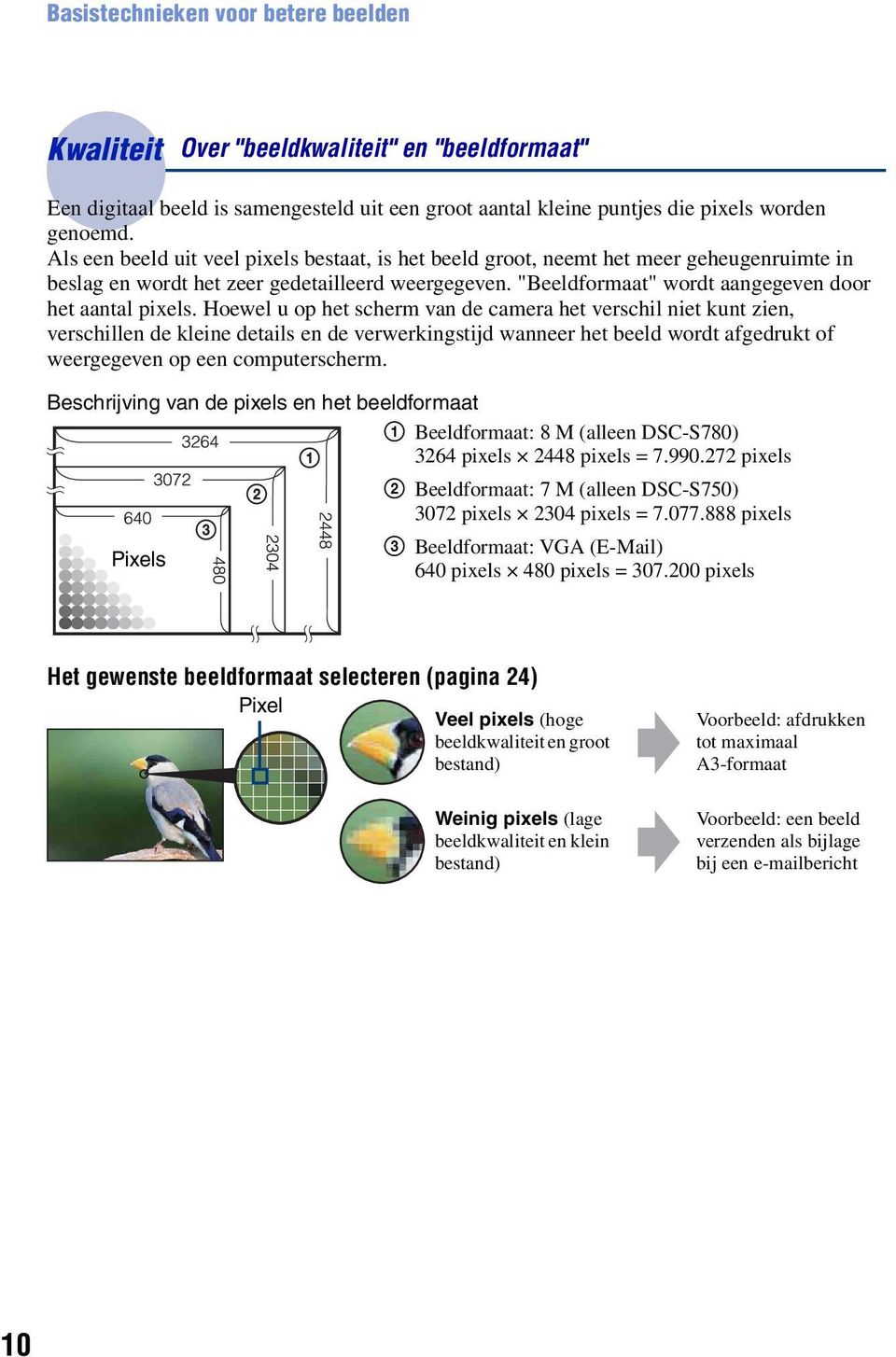 Hoewel u op het scherm van de camera het verschil niet kunt zien, verschillen de kleine details en de verwerkingstijd wanneer het beeld wordt afgedrukt of weergegeven op een computerscherm.