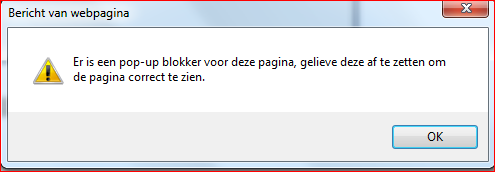 Probleem: u krijgt geen toegang tot het formulier omdat de pop-up blokkering aan staat Wanneer de pop-up blokkering van de browser aan staat, dan zal u geen toegang krijgen tot de aangiftegegevens en