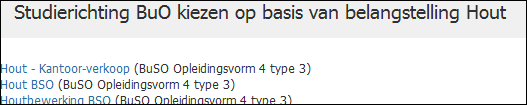 Alfabetische lijst van alle studierichtingen van het BuSO met aanduiding organisatievorm, type en opleidingsvorm.