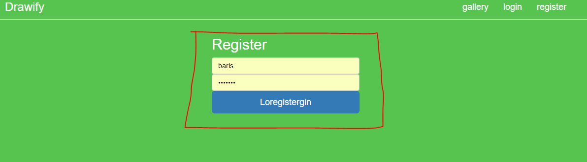 Registreren en Inloggen Via https://stud.hosted.hr.nl/0919894/drawify/ bereikt u de website. Rechtsboven ziet u het knopje register. Wanneer u hier op drukt zal de registratiepagina naar voren komen.