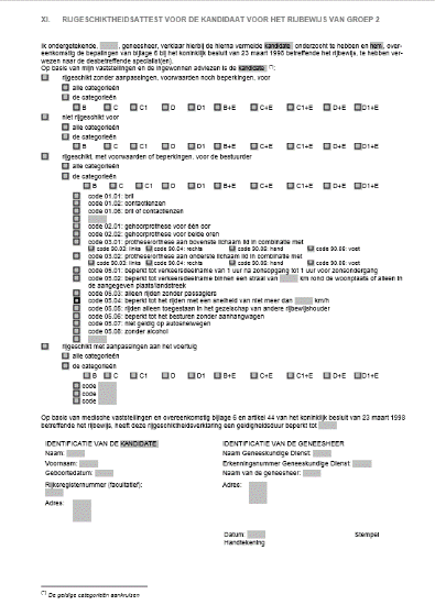 5. EINDDATUM VAN DE CATEGORIEËN RUBRIEK 11 5.1. Groep 1 (categorieën AM, A1, A2, A, B, B+E en G) De geldigheid is permanent maar in feite blijft het vak 11 op het rijbewijs leeg (art.