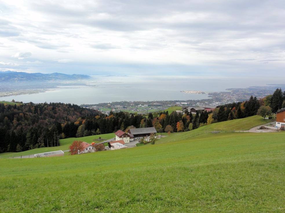 Dinsdag 25 okt Scheidegg - Pfänder - Scheidegg 29 km Laagste punt: 793 m Hoogste punt: 1064 m Totale stijging/daling: 730m Weer: bewolkt, 10-15 0 C Vandaag staat als doel de Pfänderspitze bij Bregenz