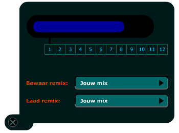 Mixen 'Mix-O-Mania' Met 'Mix-O-Mania kunnen liedjes en geluiden geremixt worden: Er zijn steeds 8 verschillende 'sporen' dwz. geluiden of 'loops'.