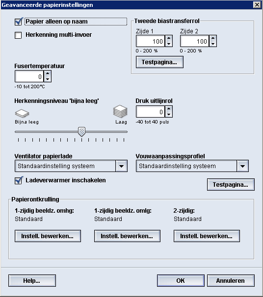 Papierontkrulling Selecteer de gewenste instellingen voor 2-zijdige afdrukopdrachten.