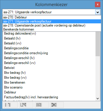 Bij de kolommen kiezer staan de velden die beschikbaar zijn voor dit overzicht, sleept deze door de linker muistoets ingedrukt te houden naar het overzichtsscherm, op dezelfde manier kan je ook