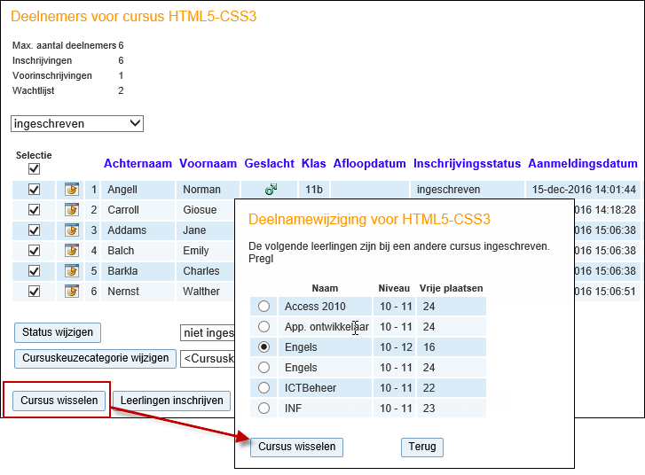 WebUntis 2017 Student 10 Status filteren / wijzigen Met het bovenste keuzeveld kunt u de lijst filteren op een status.