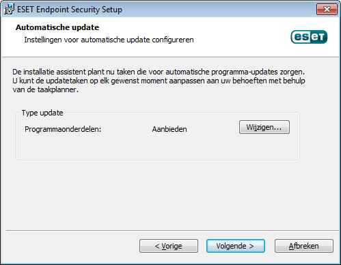 Met deze installatiestap kunt u bepalen hoe automatische updates van programma's door uw systeem