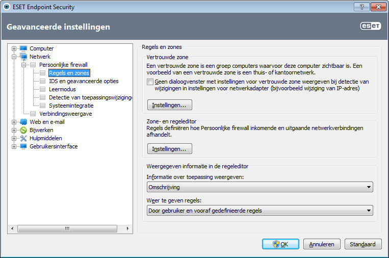 4.2.3 Regels configureren en gebruiken Regels vertegenwoordigen een reeks condities die worden gebruikt om op zinvolle wijze alle netwerkverbindingen en alle acties die zijn toegewezen aan deze