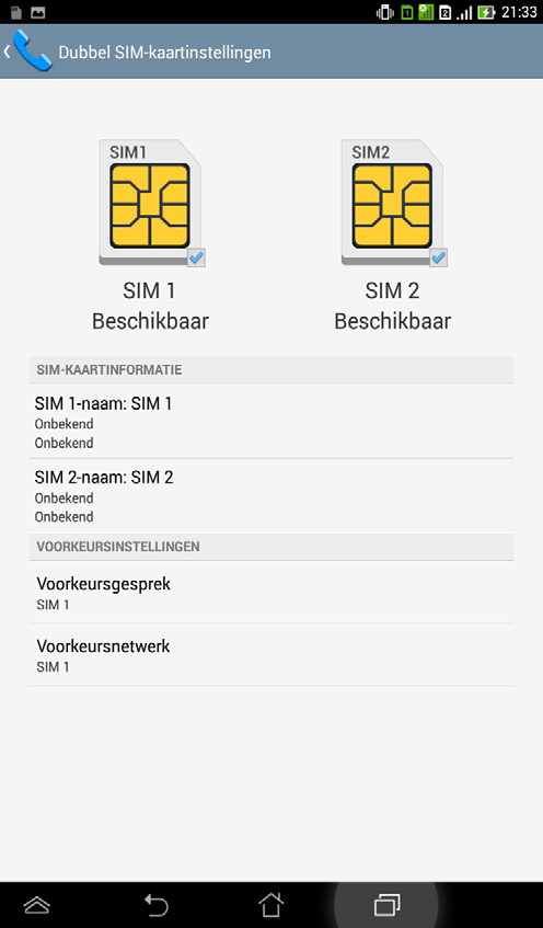 Uw SIM-kaartinstellingen beheren Met uw ASUS tablet kunt u de functies van uw SIM-kaarten beheren.