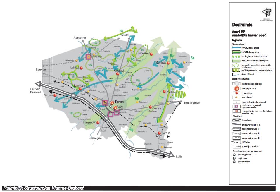 Gewestplan Het gewestplan toont ons dat het centrum van Tienen vooral bedoeld is voor woningen.