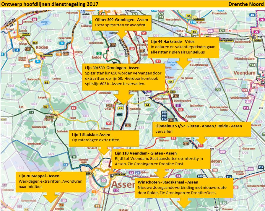 Drenthe Noord Lijn 1 Stadsbus Assen Per dienstregeling 2016 is de stadsdienst in Assen gewijzigd. De nieuwe stadslijn 1 M.L. Kingweg Centrum Station TT-circuit laat nu al een groei in gebruik zien.